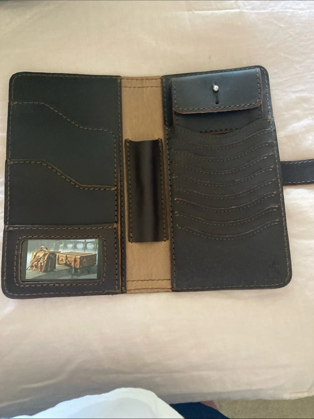 Dark Brown Leather Strap Wallet